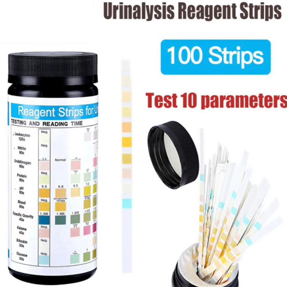 Urinalysis Reagent Strip - 100 ストリップ URS-10T 尿テストストリップ 白血球、タンパク質、pH 試験、健康モニタリング用の