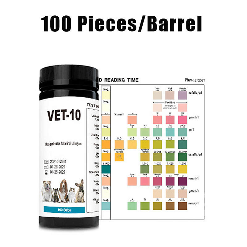Urinalysis Reagent Strip - 猫と犬の尿検査キット,100個,10パラメーター