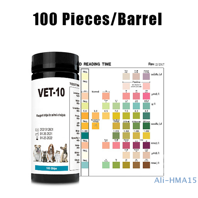 100 個 10 パラメータ猫と犬の尿テストストリップ猫と犬 - Urinalysis Reagent Strip のレビューと価格