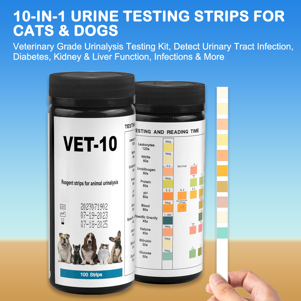 10項目測定用猫・犬尿検査試験紙100枚入り、猫・犬尿路感染 - Urinalysis Reagent Strip のレビューと価格