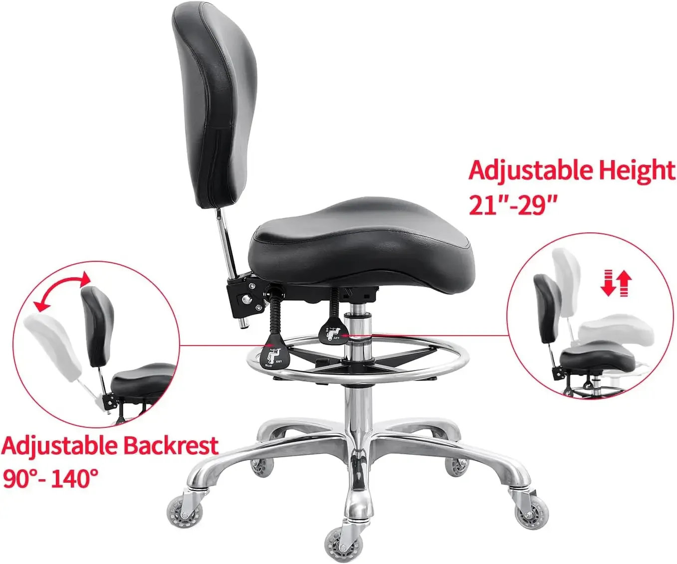 製図椅子 調節可能な背の高いショップスツール バックサポート - Medical Lab Chair のレビューと価格